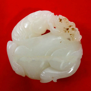 古玩古董 天然正品和田玉马上封侯挂件 新疆白玉属马玉佩