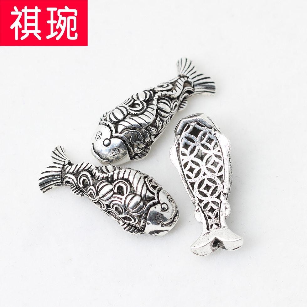 925纯银配件小鱼弯管diy饰品材料