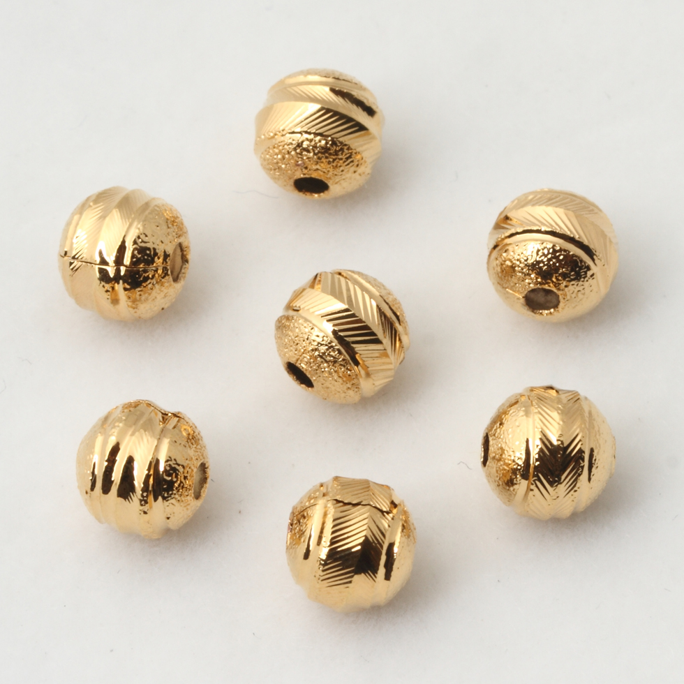 纯铜镀金磨砂面圆珠稻穗不褪色