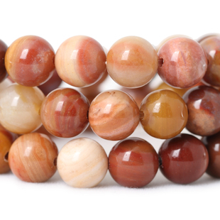 6/8/10mm天然本色树化玉木化玉珠子散珠 diy手工编穿手链手串材料