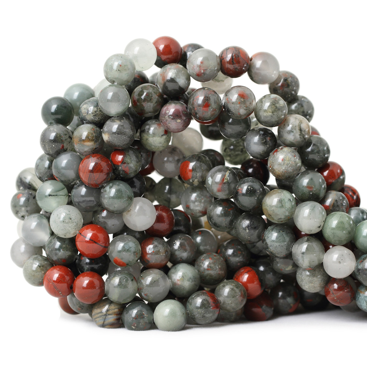 6-10mm天然非洲血石圆珠玉石散珠半成品 diy手工手链手串项链材料