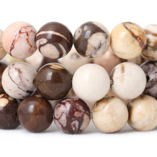 diy手工串珠手链材料 10mm天然玉石澳洲进口咖啡色斑马石散珠