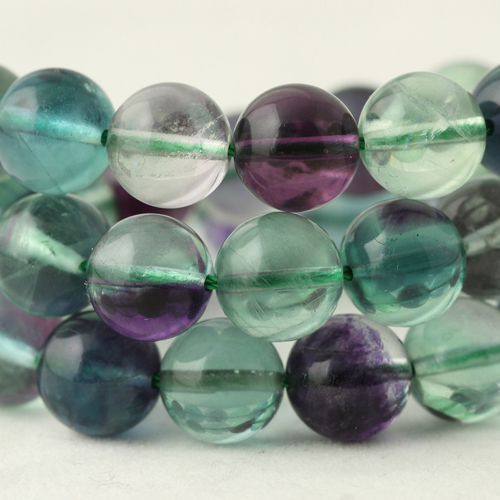 天然原矿多彩萤石紫萤散珠圆珠玉珠 diy手工串珠手链项链手串材料