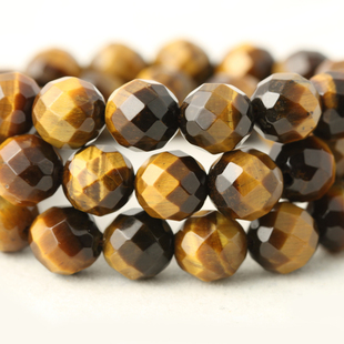 天然黄虎眼石虎晶石切面散珠 diy首饰品手工手链手串项链制作材料