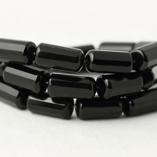 切面管珠 天然黑玛瑙圆柱散珠手工串珠制作项链材料diy首饰品配件