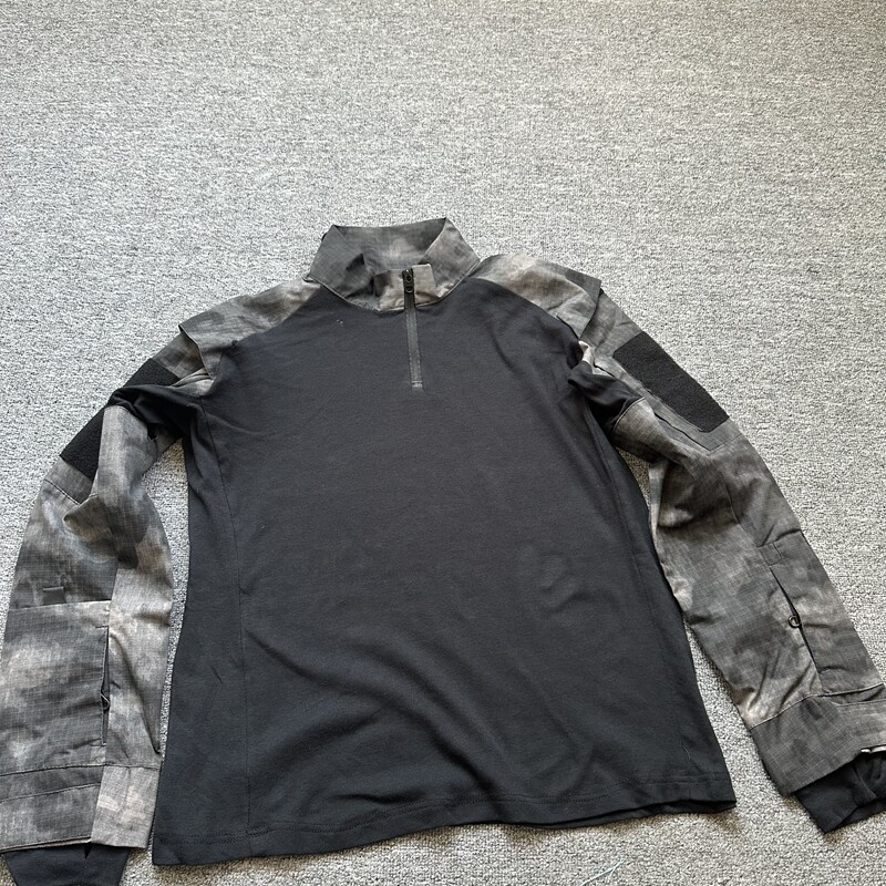 外贸男士春夏款立领半拉链迷彩拼接蛙服弹力战术服 训练衣T恤卫衣