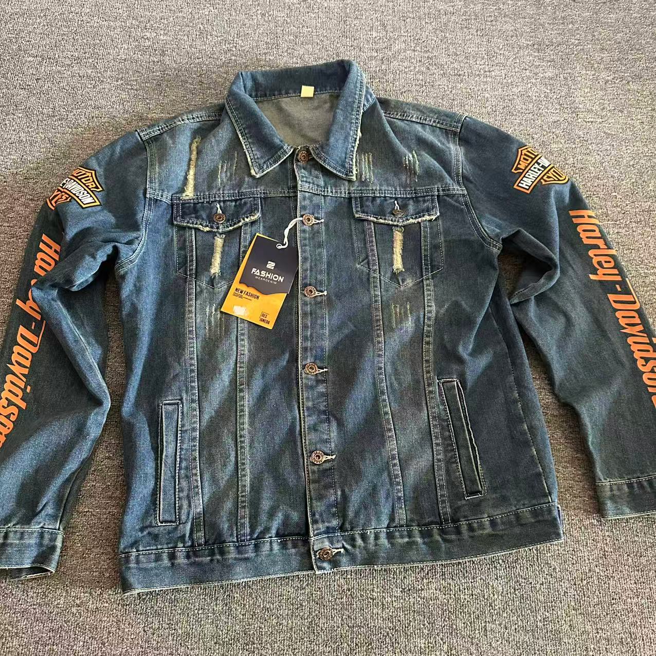 春秋男士美式复古机车短款牛仔外