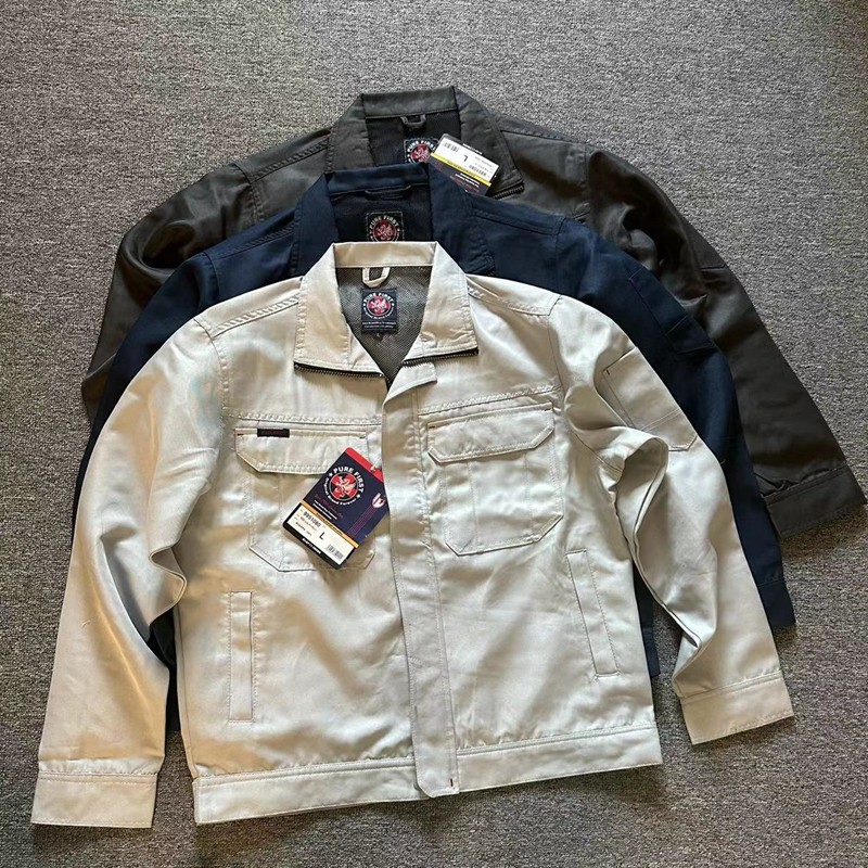 外贸日单男士春秋复古多兜工装夹克衫工作服上衣