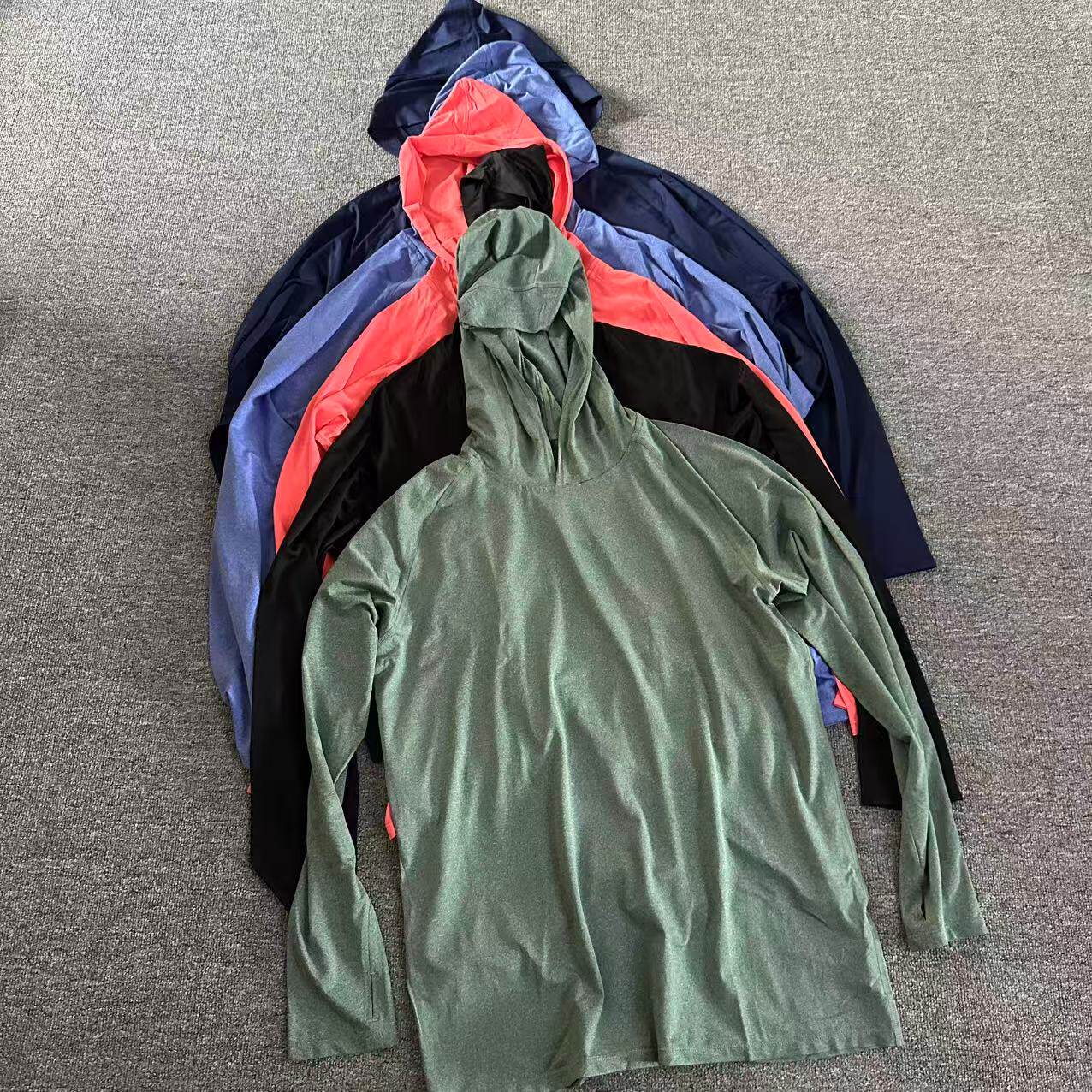 外贸男士夏季连帽速干薄款速干防晒衣 长袖皮肤衣T恤户外骑行服