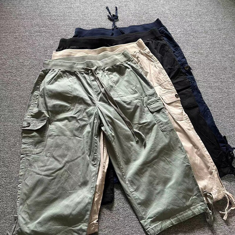 外贸瑕疵，夏季纯棉多兜工装裤 休闲裤 七分裤马裤灯笼裤