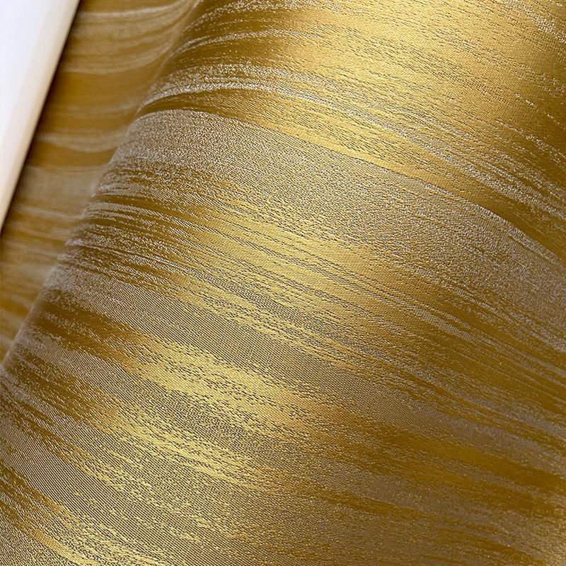 高档电视背景墙横纹几何墙布金色卧室大厅前台背景板现代壁布L160