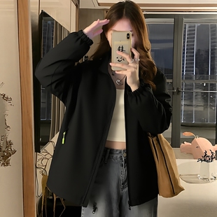 外套女春秋加肥加大女装 休闲运动夹克上衣立领防风衣 胖mm大码 秋季