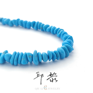 小号款 夏日湛蓝 925银随形珠美松绿松石项链1h7109 邱黎