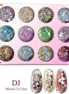 12色美甲幻彩闪粉亮片DIY材料