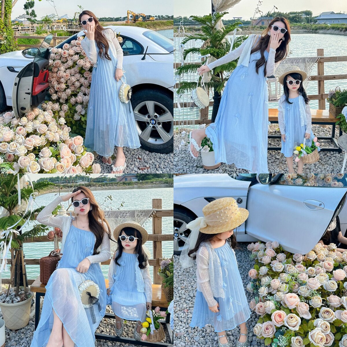 韩国花朵吊带亲子连衣裙三亚海边度假长裙夏季母女装沙滩裙仙女裙