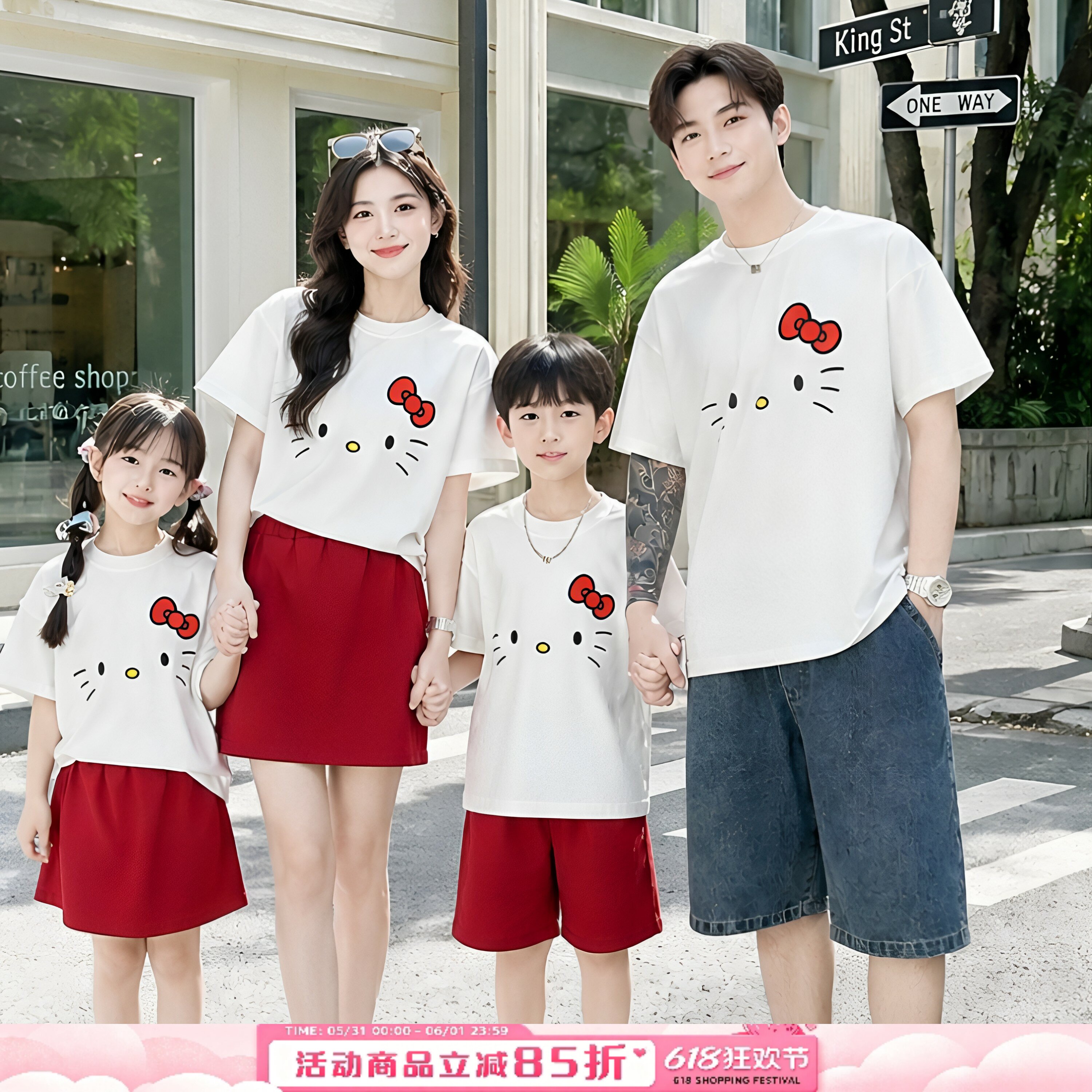 2026新款高端拍照亲子装夏一家三口母女母子装夏季小月龄短袖T恤图片