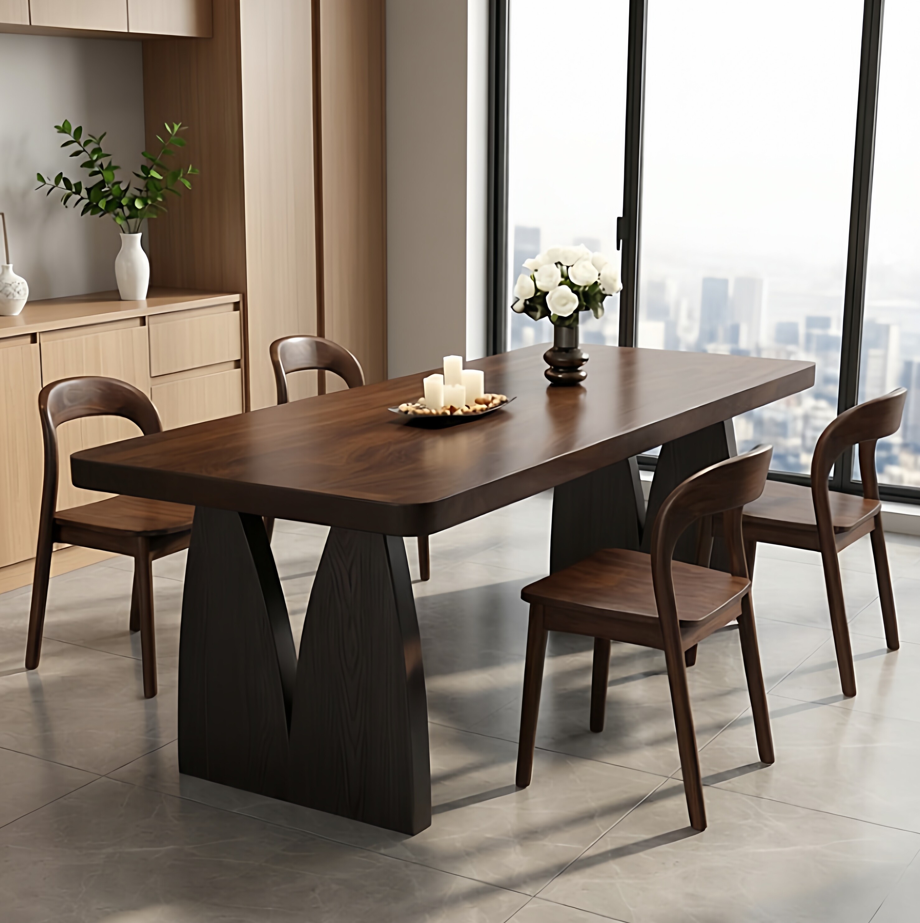 法式复古全实木餐桌椅组合长方形家用客厅办公桌学习桌茶桌一体