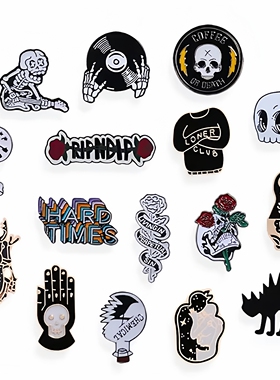 可爱小骷髅DJ光盘爱心手掌胸针新款时尚夹克衣个性微章牛仔裤别针