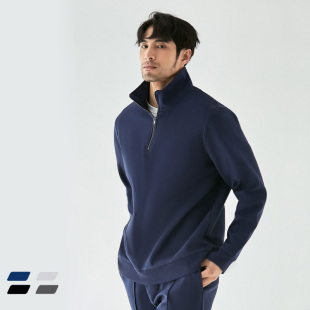 400G重磅美式复古半拉链立领卫衣男款秋季休闲运动衫无帽套头上衣