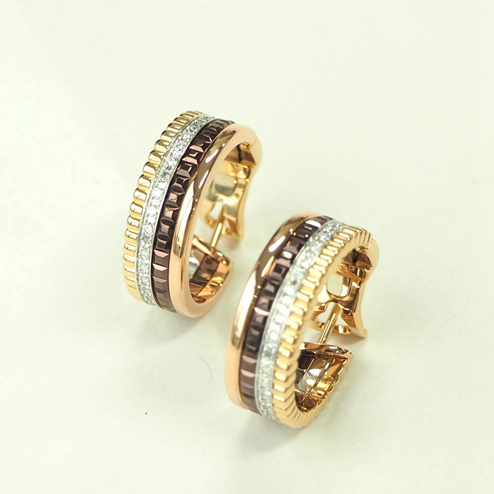 ¶þÊÖÕæÆ·BOUCHERON±¦Ê«Áú18KÈýÉ«½ð×êʯPVDŮʿ¶ú»·¶ú¶¤