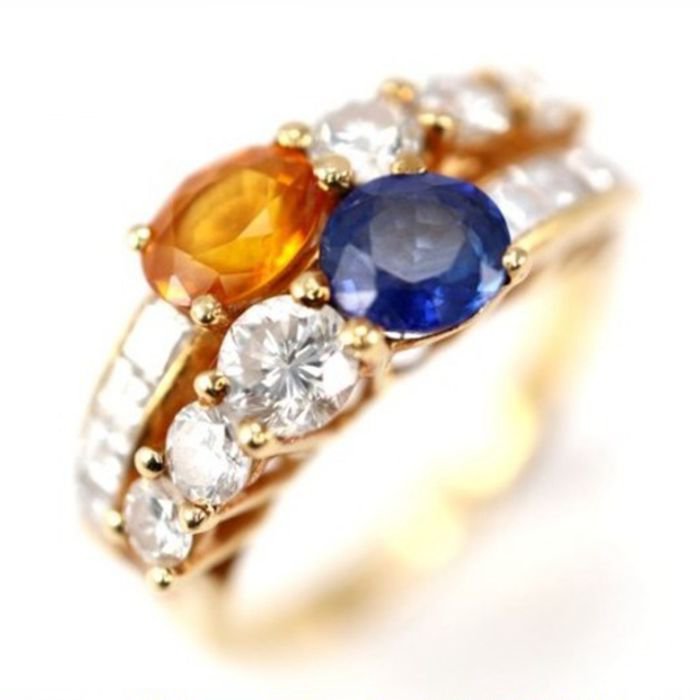 ¶þÊÖÕæÆ·BOUCHERON/±¦Ê«Áú18K»Æ½ð½ð×êʯÀ¶±¦Ê¯Å®Ê¿½äÖ¸11ºÅ