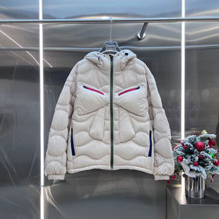 NKC.欧洲站小众南油高端保暖撞色拉链外套蝴蝶结帽宽户外羽绒服女