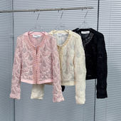 NKC.欧洲站小众深圳南油重工钉珠重工刺绣名媛上衣薄款 开衫 外套女