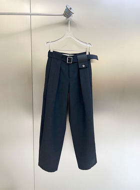 NKC.欧洲站小众FANLEONA松弛感宽松百搭长裤解构腰带褶皱阔腿西裤