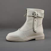孤品仅此一双36码 冬季 女士英伦休闲马丁靴白色真皮头层牛皮女短靴