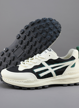 38 39码广州真皮男鞋夏季透气时尚休闲运动鞋头层牛皮缝制跑步鞋