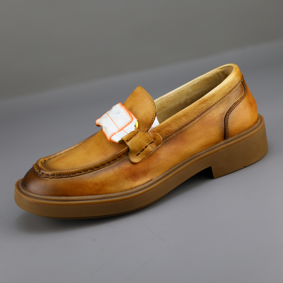 真皮擦色水洗头层牛皮乐福鞋男