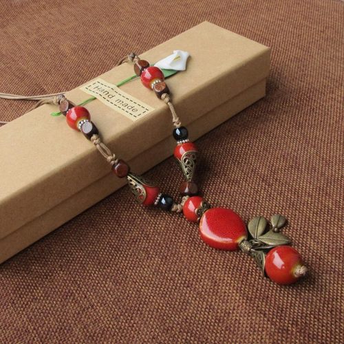 民族风手工编织毛衣链陶瓷闺蜜