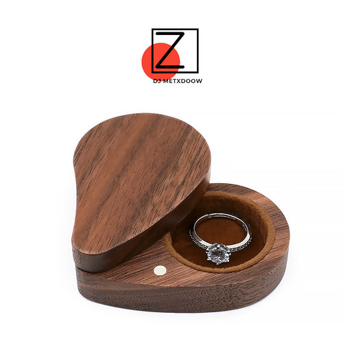 爱心高档戒指盒实木结婚七夕情人节礼物钻戒盒婚礼交换对戒盒收纳