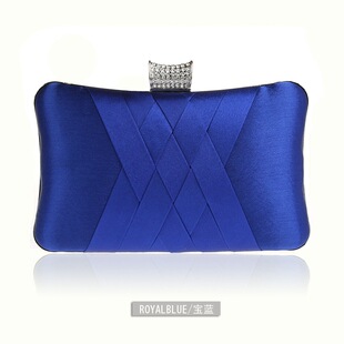 韩版 绸缎面 编织 简洁镶钻 晚宴包礼服包简约大气手拿包链条包