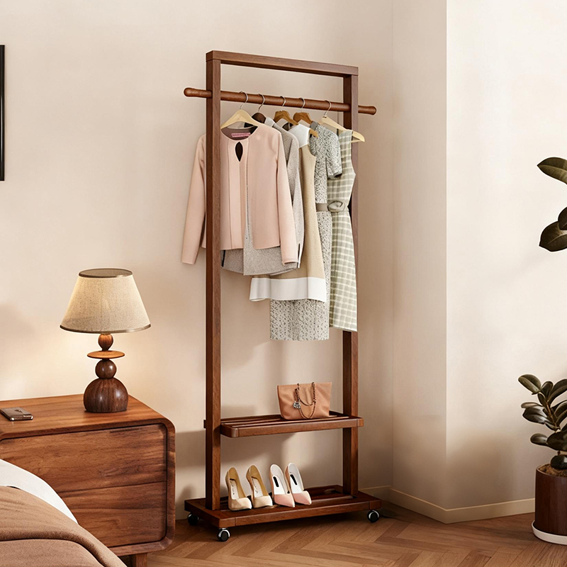 实木挂衣架卧室落地衣帽架可移动