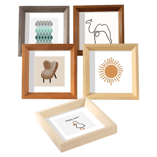 木质画框挂墙实木正方形5寸6 7 8 10相框摆台装裱洗照片做成摆件