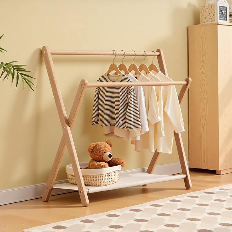 榉木儿童衣帽架家用落地衣服挂架