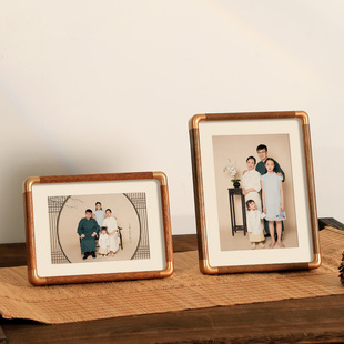 新中式 裱相框摆台实木书法画框六6寸7七8八10桌面定制摆件 照片装