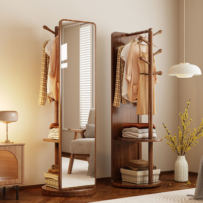 实木挂衣架穿衣镜可旋转试衣镜子