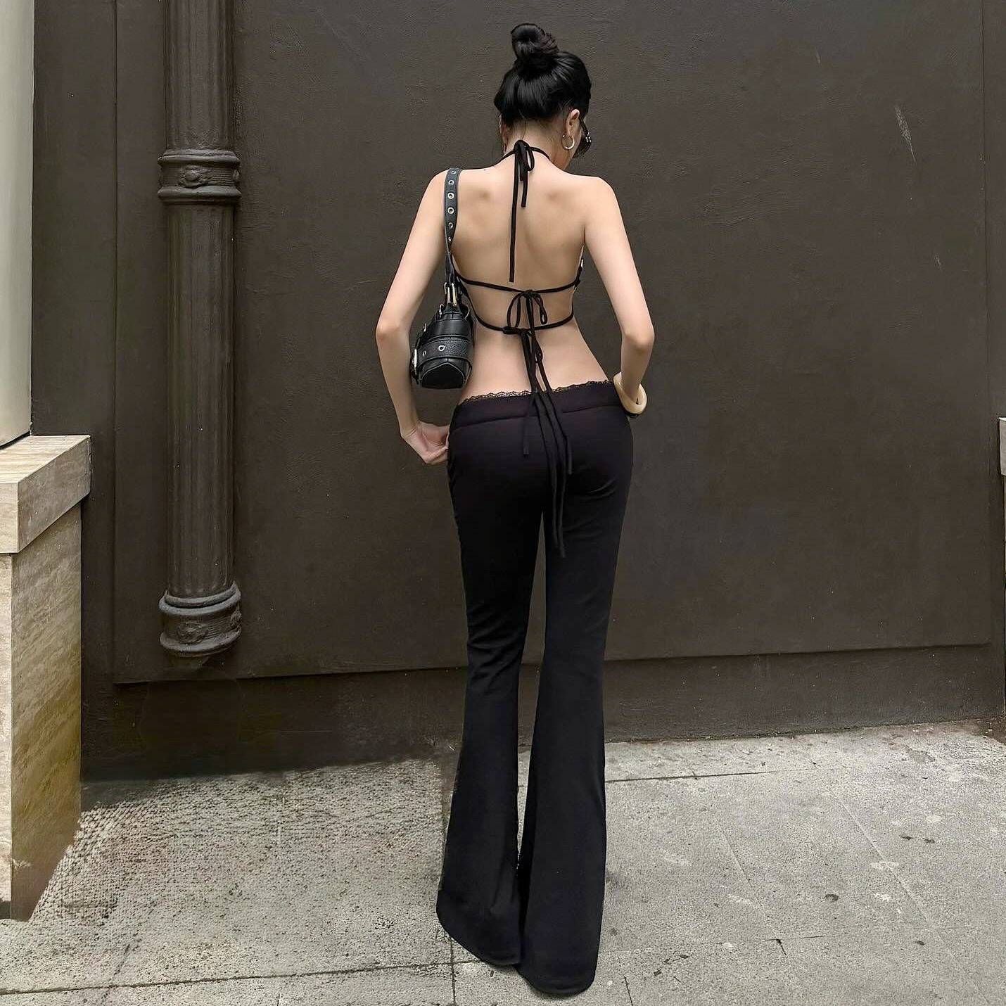 Y2K低腰裤休闲裤子长裤喇叭裤瘦