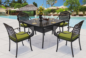 户外铸铝家具庭院家居露台桌椅一桌四椅 美式铸铝方桌 金刚