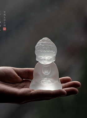 古法琉璃禅佛小摆件茶道配件茶宠