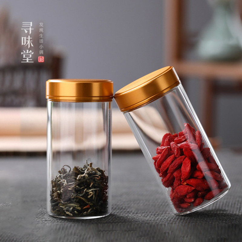 合金盖子迷你玻璃罐|小号茶叶罐密封罐便携小罐样品罐小药罐茶具