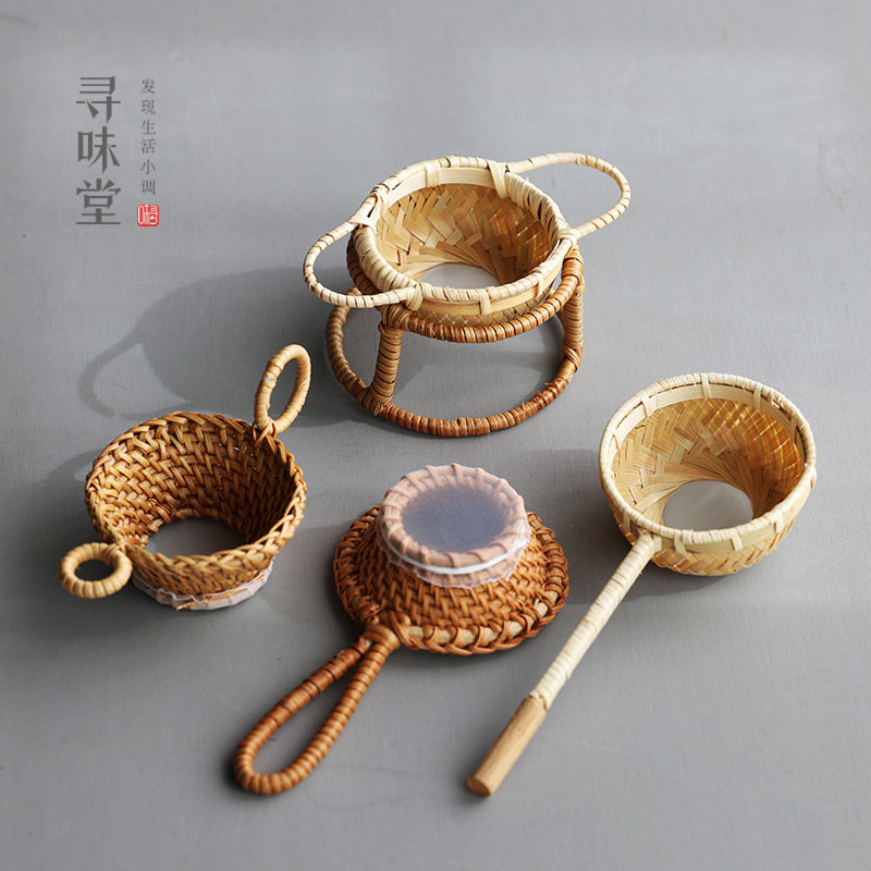 手工竹编藤编茶滤｜复古创意茶漏茶渣茶叶过滤器茶道零配功夫茶具