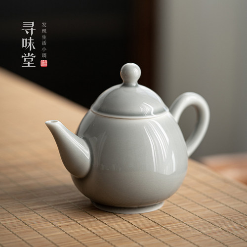 冰灰釉正把小茶壶｜雅致水滴壶新中式复古风墨竹陶瓷家用功夫茶具 - 封面