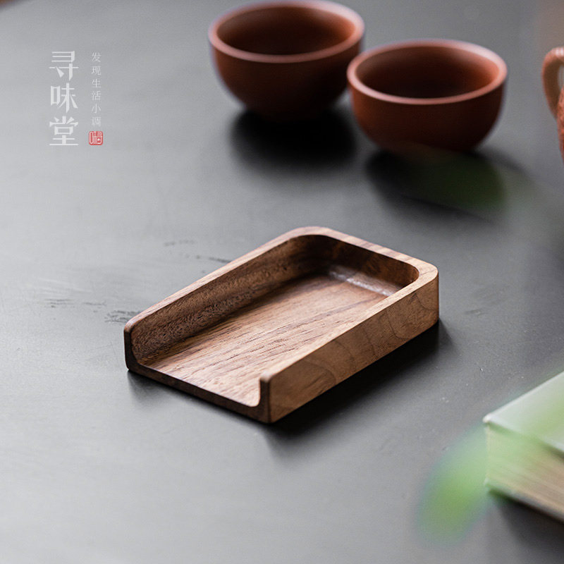 雅致黑胡桃木茶则|实木整木茶荷赏茶器手工功夫茶具茶道配件茶铲