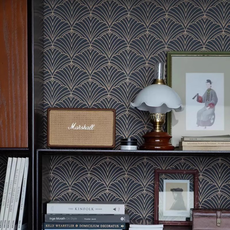 法式轻奢小红书网红壁纸客厅卧室书房扇形贝壳背景墙纸