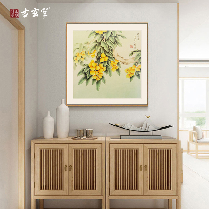 古玄空客厅挂画斗方装饰画宣纸手绘风卧室用国画工笔画手绘工笔画图片