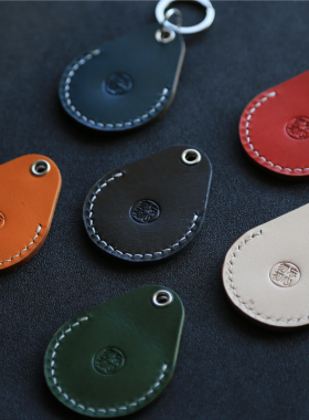 【勿忘初心】手工缝制真皮门禁卡套水滴 牛皮钥匙扣 感应卡保护套