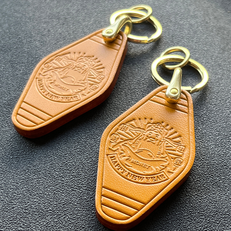 【黄财神】手工制作真皮钥匙扣摩托车机车汽车挂件男定制防丢礼品